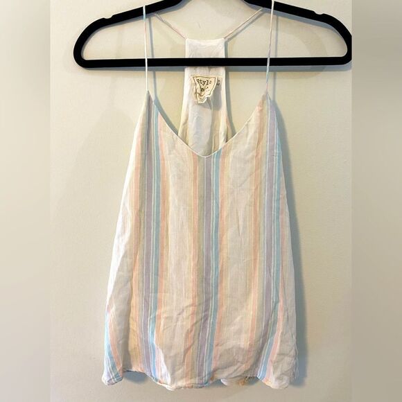 Style Rack Tops - Style Rack, Pastel Stripe Tank, Size S, No Flaws, Excellent Condition
